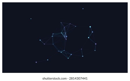 An artistic representation of a digital ecosystem with glowing blue and violet nodes connected by thin lines against a deep dark