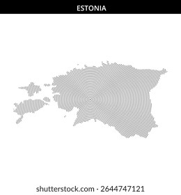 Artistic representation of Estonia featuring unique line patterns