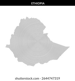 Artistic representation of Ethiopia's shape with concentric lines.