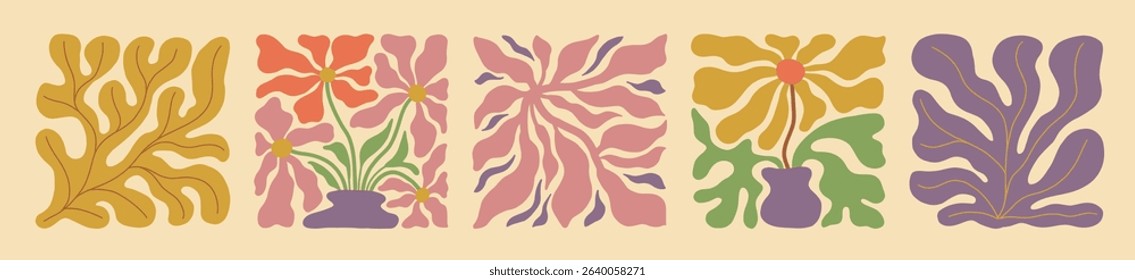 Artistic representation of flowing waves and floral elements, embodying 70s visual culture.