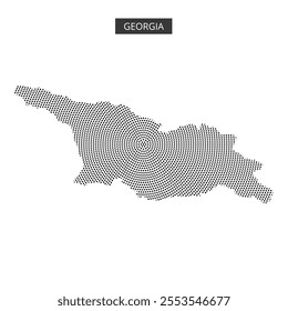 Artistic representation of Georgia's map using dots, showcasing the country's geographic outline and design.