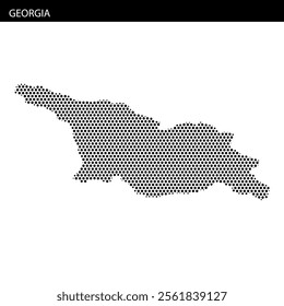 Artistic representation of Georgia's map using dots, showcasing the country's geographic outline and design.