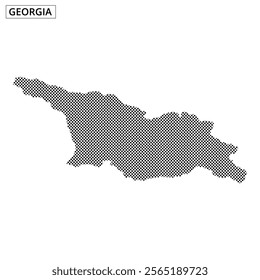 Artistic representation of Georgia's map using dots, showcasing the country's geographic outline and design.