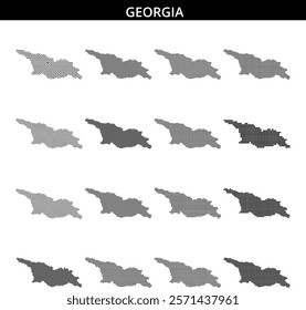 Artistic representation of Georgia's map using dots, showcasing the country's geographic outline and design.