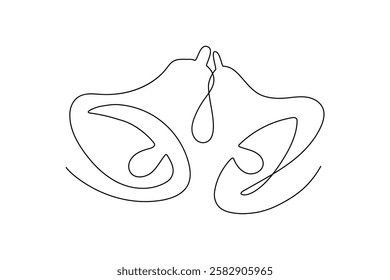 Artistic representation of hearts and teardrops in a minimalistic line drawing style