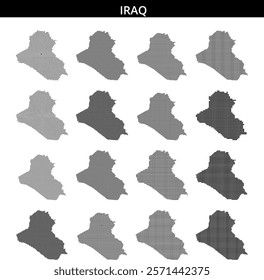 Artistic representation of Iraq using dotted patterns in monochrome style