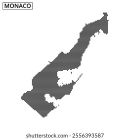 An artistic representation of Monaco's map outline using a dotted pattern, showcasing its unique shape and geography.