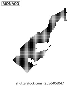 An artistic representation of Monaco's map outline using a dotted pattern, showcasing its unique shape and geography.