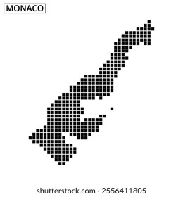 An artistic representation of Monaco's map outline using a dotted pattern, showcasing its unique shape and geography.