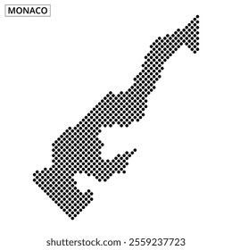 An artistic representation of Monaco's map outline using a dotted pattern, showcasing its unique shape and geography.