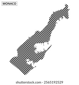 An artistic representation of Monaco's map outline using a dotted pattern, showcasing its unique shape and geography.