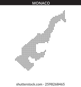 An artistic representation of Monaco's map outline using a dotted pattern, showcasing its unique shape and geography.