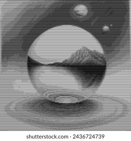 Artistic representation of mountains captured within a glass sphere.