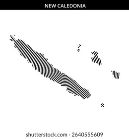 Artistic representation of New Caledonia's outline and waves
