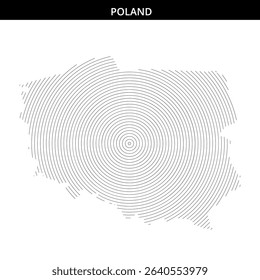 Artistic representation of Poland with concentric circle patterns.