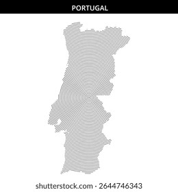 Artistic representation of Portugal's outline using line patterns.