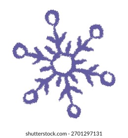 Artistic representation of a snowflake design in purple color with intricate patterns