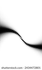 An artistic representation of sound waves depicted in a halftone dot pattern, using black dots on a white background to create a visual rhythm and flow.