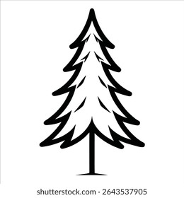 Artistic representation of a spruce tree using modern continuous line art drawing style perfect for forest decor nature illustrations minimalistic outdoor wall art and design