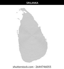 An artistic representation of Sri Lanka featuring detailed lines.