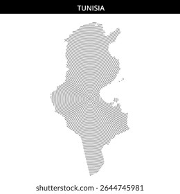 Artistic representation of Tunisia featuring swirling line patterns.