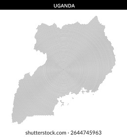 Representação artística de Uganda com círculos concêntricos.