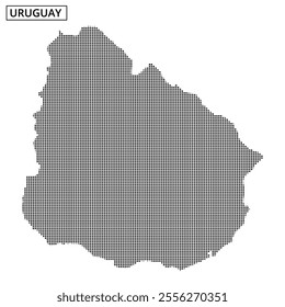 An artistic representation of Uruguay's map outline, highlighting geographic features with intricate dot patterns and textures.