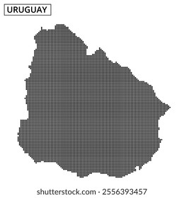 An artistic representation of Uruguay's map outline, highlighting geographic features with intricate dot patterns and textures.