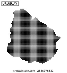 An artistic representation of Uruguay's map outline, highlighting geographic features with intricate dot patterns and textures.