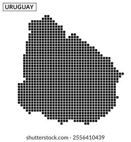 An artistic representation of Uruguay's map outline, highlighting geographic features with intricate dot patterns and textures.