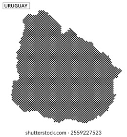 An artistic representation of Uruguay's map outline, highlighting geographic features with intricate dot patterns and textures.