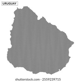 An artistic representation of Uruguay's map outline, highlighting geographic features with intricate dot patterns and textures.