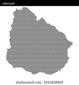 An artistic representation of Uruguay's map outline, highlighting geographic features with intricate dot patterns and textures.