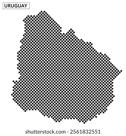 An artistic representation of Uruguay's map outline, highlighting geographic features with intricate dot patterns and textures.