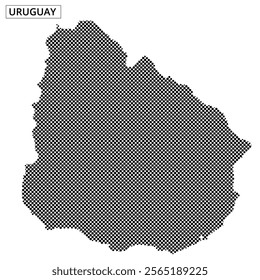 An artistic representation of Uruguay's map outline, highlighting geographic features with intricate dot patterns and textures.