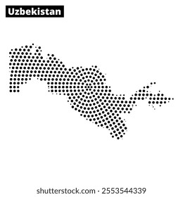 The artistic representation of Uzbekistan's map features a dotted pattern, set against a textured background showcasing the country's shape.