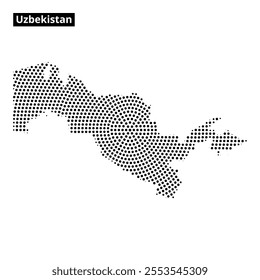 The artistic representation of Uzbekistan's map features a dotted pattern, set against a textured background showcasing the country's shape.