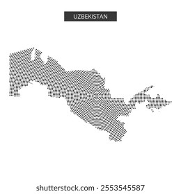 The artistic representation of Uzbekistan's map features a dotted pattern, set against a textured background showcasing the country's shape.