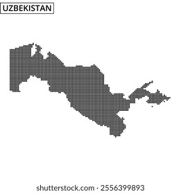 The artistic representation of Uzbekistan's map features a dotted pattern, set against a textured background showcasing the country's shape.