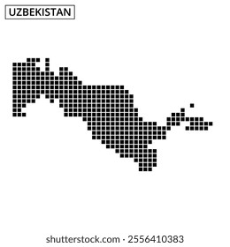 The artistic representation of Uzbekistan's map features a dotted pattern, set against a textured background showcasing the country's shape.