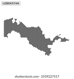 The artistic representation of Uzbekistan's map features a dotted pattern, set against a textured background showcasing the country's shape.