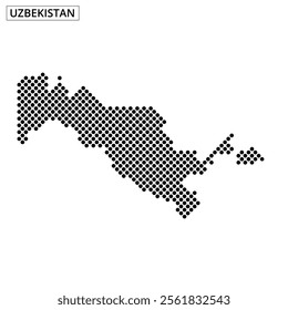 The artistic representation of Uzbekistan's map features a dotted pattern, set against a textured background showcasing the country's shape.