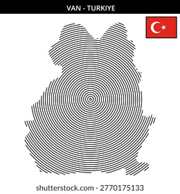 Artistic representation of Van Turkey with circular lines with
