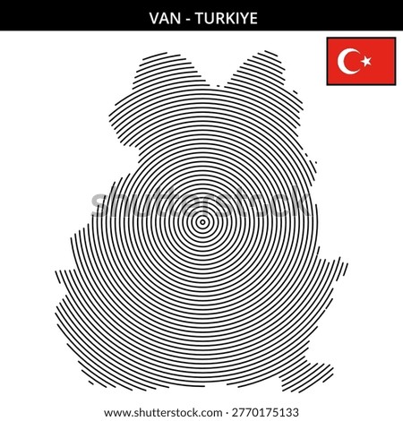 Artistic representation of Van Turkey with circular lines with