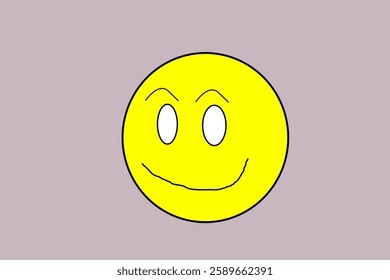 An artistic representation of a yellow smiley face featuring a playful expression with humor.