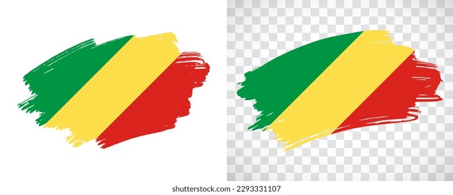 Artistic Republic of the Congo flag with isolated brush painted textured with transparent and solid background