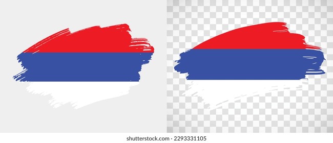 Artistic Republika Srpska flag with isolated brush painted textured with transparent and solid background