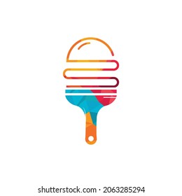 Künstlerisches Restaurant und Café Logo Design. Burger mit Malpinseldesign.	