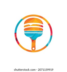 Artistic restaurant and cafe logo design. Burger with paint brush icon design.	