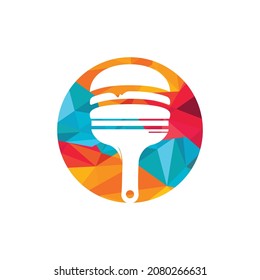 Artistic restaurant and cafe logo design. Burger with paint brush icon design.	